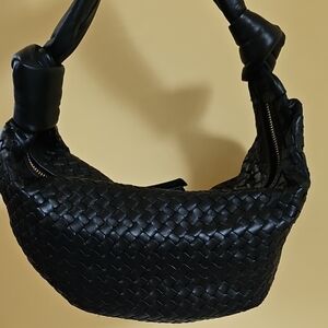 Giorgia Milani Black Woven Bottega Style Leather Bag Made In Italy.